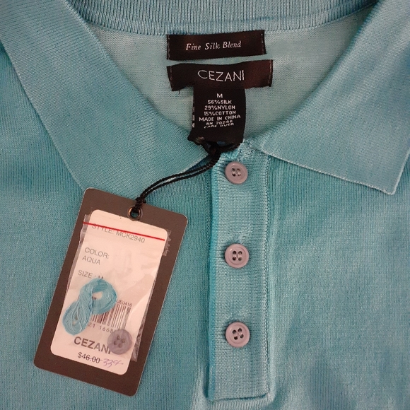 NWT Cezani Silk Mens Collared Polo Shirt - Picture 2 of 3